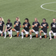 Members of the Portland Thorns take a knee during the National Anthem on Saturday. Image: @NWSL Twitter
